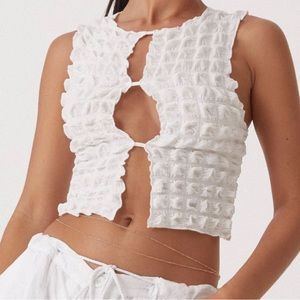 White Ruffle Crop Top